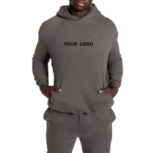 Sudadera con capucha de algodón liso de gran tamaño para hombre de alta calidad, logotipo privado personalizado, corte y costura, Sudadera con capucha y sudadera 2025 - Product Image 3