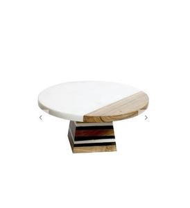 Support à gâteau en marbre pour la vente de base en bois d'outils de cuisson de table polis et brillants à la main - Product Image 5