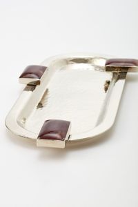 Plateau de service en acier inoxydable avec poignée en résine, design moderne, passe au lave-vaisselle, vaisselle de cuisine, mariage, restaurant - Product Image 6