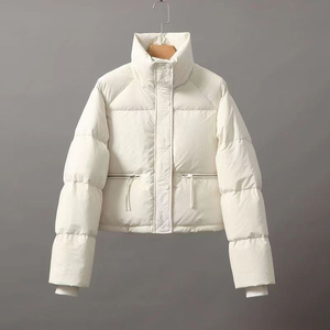 OEM Logo personnalisé Manteaux d'hiver pour femmes à manches longues et col montant Baggy court en duvet avec poches Veste bouffante à fermeture éclair - Product Image 3