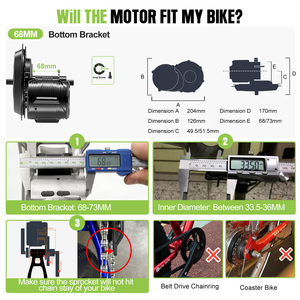 <span class=keywords><strong>Kit</strong></span> de conversion de vélo électrique Varstrom TSDZ8 48V 750W avec moteur central, affichage EKD01, accélérateur, capteur de couple et de cadence - Product Image 2