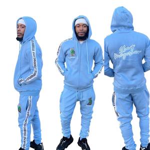 Colección de invierno del fabricante-Bordado personalizado para Puff Print Streetwear Chándal Sudadera con capucha Pantalones de chándal Tallas grandes - Product Image 1