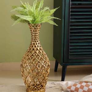 Ornate Contemporary Cavendish Aluminium <b>Floor</b> <b>Vase</b> in <b>Gold</b> Lightweight Home Decor Accessory for Living Room Indoor Use - Product Image 2