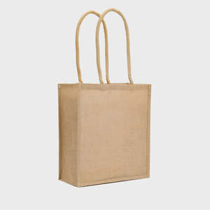 Grand sac en jute avec poignées rembourrées en corde, en matériau PP écologique, impression sérigraphique, design uni pour la publicité, l'usage quotidien et les cadeaux - Product Image 1