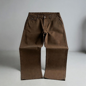 กางเกงขายาวผู้ชายทรงตรง ผ้าฝ้ายน้ำหนักเบา สวมใส่สบาย รับผลิตแบบ OEM ขายส่ง รับทำโลโก้แบรนด์ส่วนตัว สวมใส่สบาย เป็นมิตรกับสิ่งแวดล้อม - Product Image 4