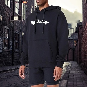 Sweat-shirt à capuche pour hommes Sweat polaire oversize en forme de flèche en forme de cœur pour le printemps, pour jeunes garçons et filles, mode hivernale - Product Image 3