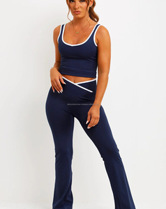 Ensemble de yoga et fitness pour femmes de qualité supérieure, respirant, à séchage rapide, motif uni, 220g, coton biologique et élasthanne, 2 pièces - Product Image 4