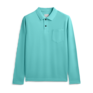 เสื้อโปโลแขนยาวสำหรับผู้ชายคอเสื้อสองชั้นสำหรับเนื้อผ้าระบายอากาศได้แบบกึ่งทางการและลำลองสำหรับผู้ชาย - Product Image 4