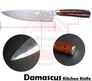 Couteau de chef damas professionnel \ Couteau de cuisine de chef damas fait à la main personnalisé avec manche en bois - Product Image 3