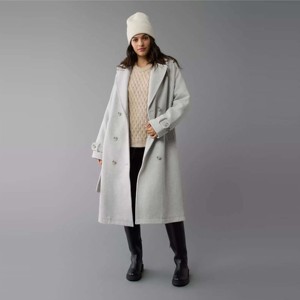 Gabardina de lana gris de moda Abrigo de invierno cálido y versátil para todas las ocasiones Transpirable - Product Image 2