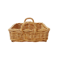 Panier en rotin Kubu gris blanc massif, écologique, naturel, pour usage alimentaire