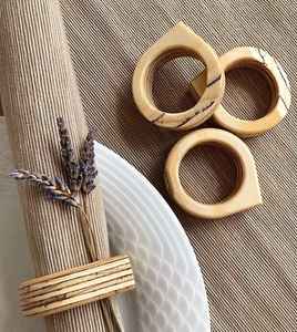 Porte-mouchoirs de table cadeaux Restaurants bois de hêtre rond artisanat fête vaisselle décor ronds de serviette en bois porte-serviettes - Product Image 1