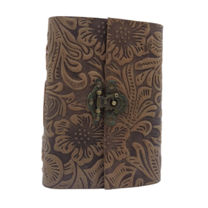 Antique C-Lock Sketchbook Journal Handmade <b>Floral</b> Embossed Brown Leather Travel Diary Promotional <b>Notebook</b> - Product Image 3