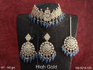 นักออกแบบชุบทองสูงที่สวยงามเต็มรูปแบบหินโบราณปาร์ตี้สวมชุดสร้อยคอเค้นคอ - Product Image 3