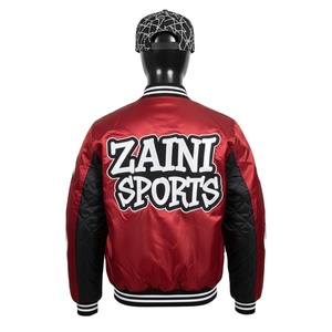 Veste bomber en satin pour femme de qualité supérieure 180 GSM Rouge Noir Panneau matelassé Logo personnalisé Broderie Impression Streetwear Veste en satin - Product Image 2