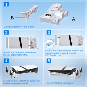 Многофункциональная зарядная станция для PS5 Pro/Slim с охлаждающим вентилятором — док-станция для двух контроллеров и подставка для гарнитуры, быстрая зарядная база - Product Image 3