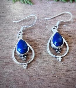 Boucles d'oreilles en argent sterling 925 avec lapis-lazuli, faites à la main, magnifiques boucles d'oreilles pour femmes. - Product Image 5