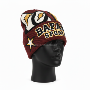 Gorro de punto acrílico suave para mujer, diseño multipanel en color granate, blanco y amarillo, logotipo personalizado, estilo cálido de invierno, gorro jacquard - Product Image 4