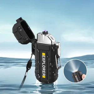 Waterproof DEBANG Usb Lighter IP56 Waterproof Double Electric Lighter With Locks And Soft Rubber Sleeve For Outdoor Usb Lighter