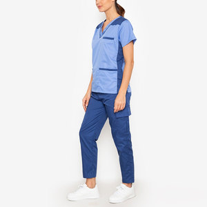 Venta caliente elegante estiramiento mujeres Scrub enfermería conjuntos Hospital uniformes al por mayor baratos Hospital uniformes cuello en V mujeres Scrub uniforme - Product Image 2