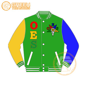 Customized Order Eastern <b>Star</b> Cotton Fleece Embroidered Varsity <b>Jacket</b> OES Breathable Quick Dry Zipper Closure Stand Women - Product Image 5