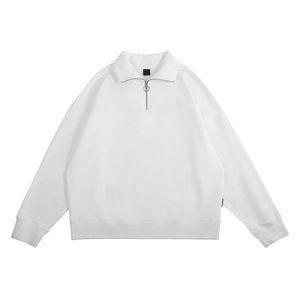 Sweatshirts unisexes surdimensionnés d'hiver personnalisés hommes de grande taille col montant blanc fermeture éclair motif imprimé coton uni approvisionnement en vrac - Product Image 2