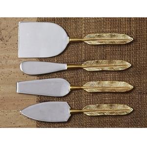 Juego de cuchillos de queso Premium tradicional de 4 piezas, mango de diseño de hoja, vajilla de acero inoxidable, cuchillo esparcidor de cubiertos, excelente regalo - Product Image 6