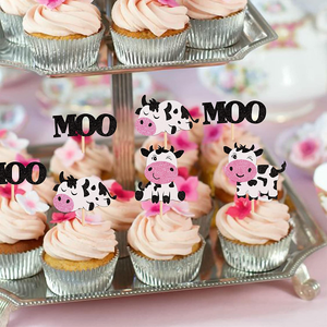 Lot de 24 décorations de cupcake pour animaux de ferme avec 4 motifs uniques pour la fête prénatale, le thème de la basse-cour et les fêtes d'anniversaire des enfants - Product Image 5