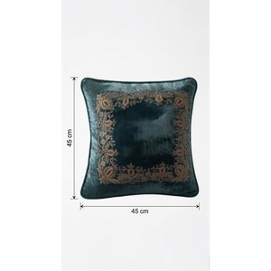 Coussin en velours floral Emerald Heritage - Literie en soie imperméable - Oreiller brodé à la main - Product Image 2