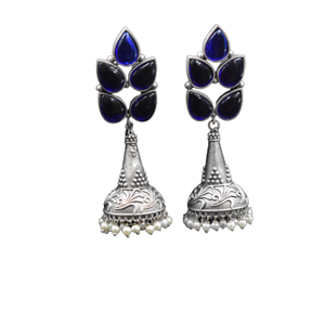 Top qualité laiton matériel nouveau Design élégant argent se ressemblent pierre goujon Jhumka boucle d'oreille bijoux pour filles et femmes - Product Image 1