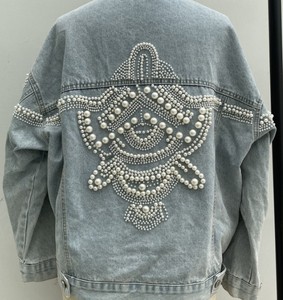 เสื้อยีนส์สำหรับผู้หญิงเสื้อแจ็กเก็ตผ้ายีนส์ปะติดขอบแฟชั่น - Product Image 4