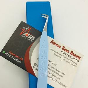 Pinzas de pestañas puntiagudas profesionales de acero inoxidable sostenible con mango de corazón de bota delgada de 90 grados - Product Image 2