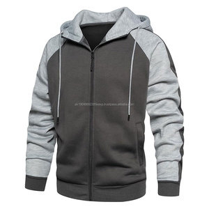 Sweat à capuche thermique personnalisé pour homme, 100 % coton épais, fermeture éclair bidirectionnelle, patchs effet vieilli, basique d'hiver, en coton mélangé - Product Image 6