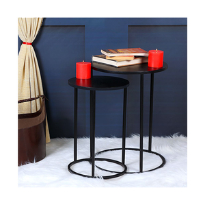 Mesa de centro anidada de lujo moderna, diseño de mármol de madera negra de calidad superior con muebles metálicos para el hogar que ahorran espacio, venta al por mayor - Product Image 1