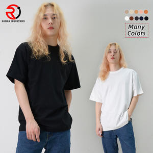 เสื้อยืดคอกลมแขนสั้นสำหรับผู้ชายและผู้หญิงทรงหลวมเปิดไหล่ผ้าฝ้ายหนาออกแบบได้ตามที่ต้องการ - Product Image 2