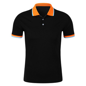 Polos informales transpirables de secado rápido para hombre, venta al por mayor, ropa de trabajo de manga corta, logotipo personalizado, estampado, cuello en contraste, sólido - Product Image 1