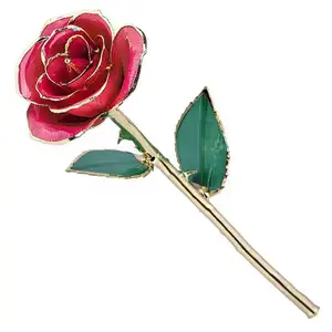 Electroplated מלאכותי פרח אדום עלה עם ארוך גזע הטוב ביותר עבור עלה להציע האהבה יום במחיר סיטונאי