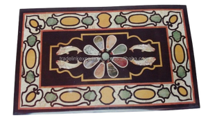 โต๊ะรับประทานอาหารหินอ่อนพลอยสุดพิเศษหิน pietra Dura ฝังสำหรับห้องนั่งเล่นบ้านหรือสำนักงาน - Product Image 3