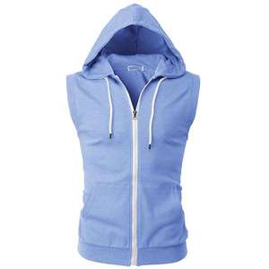 <b>Mens</b> Casual Slim Fit Sleeveless Hoodie with Drawstring Plain Tank Top Winter OEM Service Sleeveless Hoodie - Product Image 4