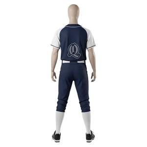 Ensemble d'uniformes de baseball bleu marine et blancs personnalisés en polyester respirant Vêtements d'équipe classiques pour adultes et jeunes - Product Image 3