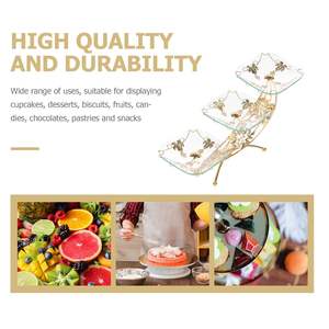 Plateau de service indien en cristal et métal à 3 niveaux, écologique, durable, lavable au lave-vaisselle, avec rangement pour la cuisine, les fêtes, l'hôtel - Product Image 5