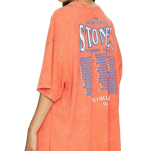 Camiseta lavada con ácido Vintage para mujer Calidad 100% Algodón Transpirable Ropa de calle de gran tamaño Blusas y camisas de talla grande - Product Image 4