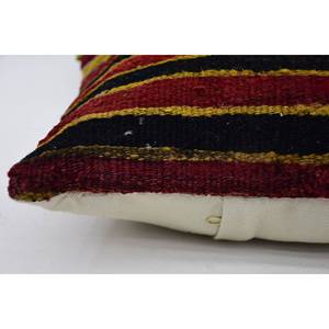 Multicolor Wool Kilim Patchwork Pillow 12x12 Inches Subtle <b>Striped</b> Pattern Vintage Leaves Decorative <b>Cushion</b> for Sofa - Product Image 4