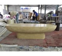 SHIHUI personnalisé Simple moderne table basse en pierre naturelle travertin Beige avec finition de surface polie salon meubles d'hôtel