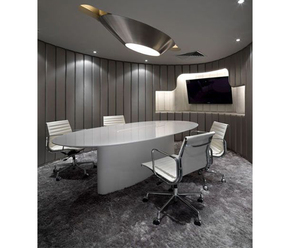 Instalación <span class=keywords><strong>de</strong></span> Enchufes Eléctricos Modernos a Medida, Diseño Curvo Superior, <span class=keywords><strong>Piedra</strong></span> <span class=keywords><strong>Artificial</strong></span>, Oficina, Mesa <span class=keywords><strong>de</strong></span> Conferencias Moderna Hecha a Medida - Product Image 6