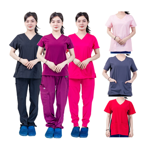 ชุดเครื่องแบบพยาบาลสวมใส่สบายสำหรับทุกเพศชุดเครื่องแบบพยาบาลทรงตรงเอวยางยืดสองชิ้นแบบแบนมีบริการออกแบบได้ตามต้องการ - Product Image 1