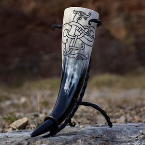 ฮอร์นดื่มจากธรรมชาติแท้ในอินเดียพร้อมซับในทำจากสเตนเลสสตีลเพื่อการใช้งานที่ปลอดภัย - Product Image 1