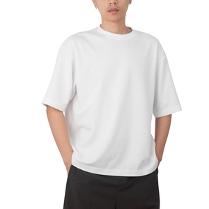 100% coton lourd tombé confortable vêtements actifs épaule couleur unie T-shirt à manches courtes hommes T-shirts rue surdimensionné - Product Image 2