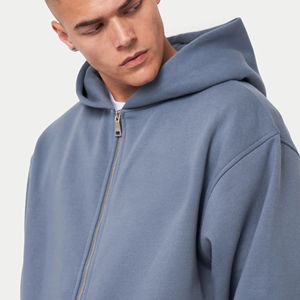 80% coton 20% polyester lourd vintage marine foncé sweat à capuche surdimensionné épaules tombantes décolleté croisé pull hiver sweats à capuche - Product Image 5