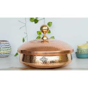 Luxury Tableware-Steel <b>Copper</b> Handi with Elegant <b>Copper</b> Lid and Brass <b>Knob</b> - Product Image 2